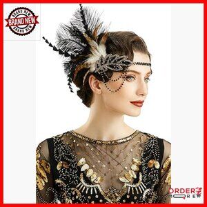 Sequined Feather Flapper Headband 1920s Gatsby Party Hair Accessory